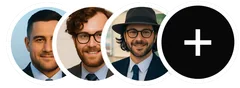 Retratos de tres personas profesionales en Derecho